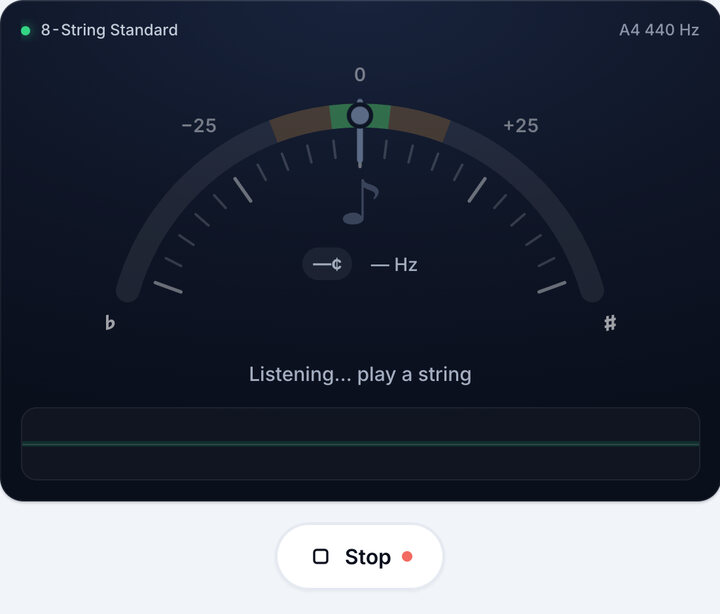 Start the tuner – 8-String Guitar Tuner