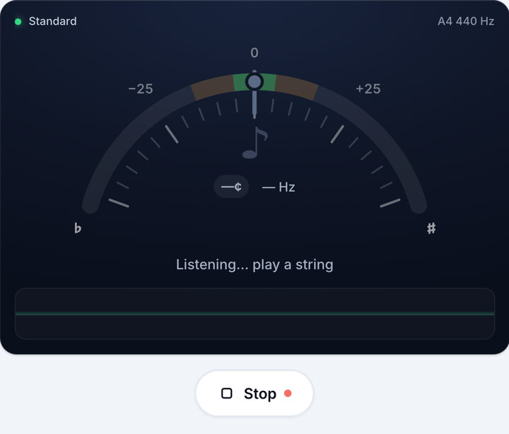 Start the tuner – Acoustic Guitar Tuner