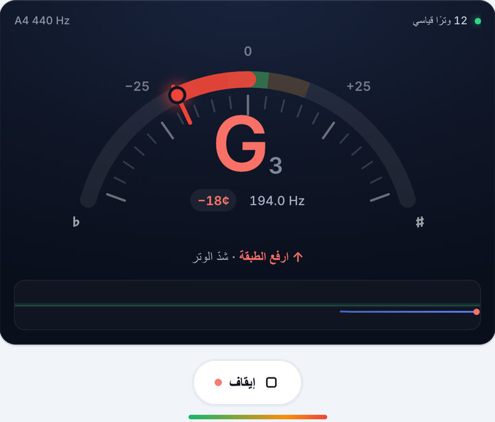 اعزف وتراً واحداً – تيونر جيتار 12 وتر