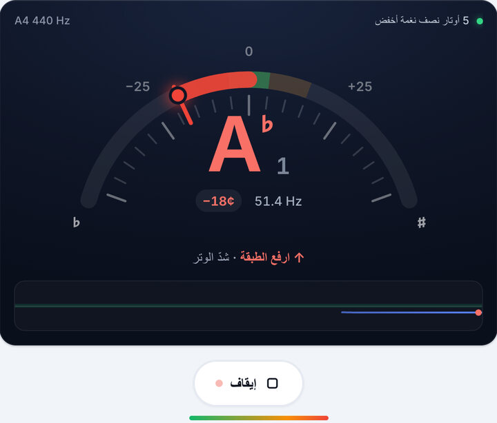 اعزف وتراً واحداً كل مرة – دوزان 5 أوتار نصف نغمة أخفض على الباص
