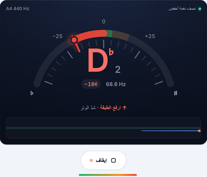اعزف وتراً واحداً كل مرة – دوزان نصف نغمة أخفض على الباص