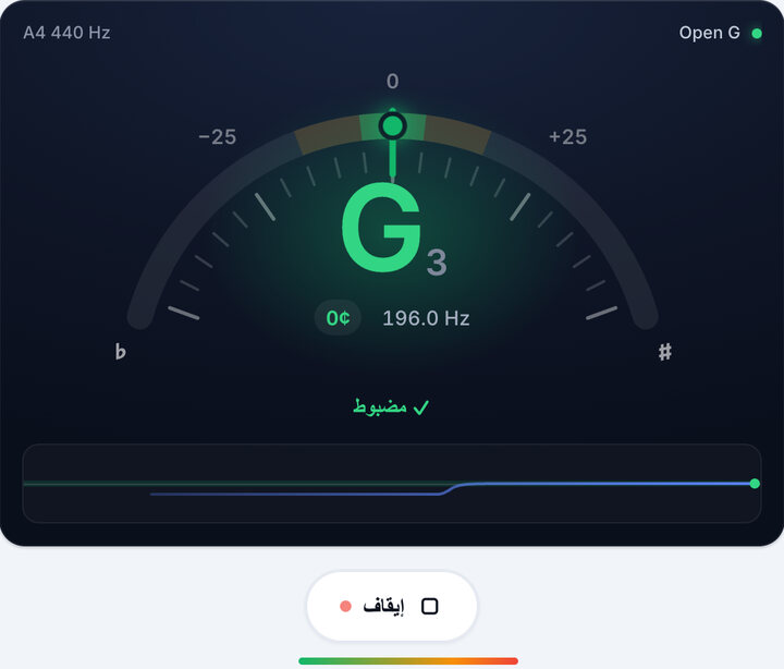 أدر المفتاح حتى يصبح أخضر – دوزان Open G