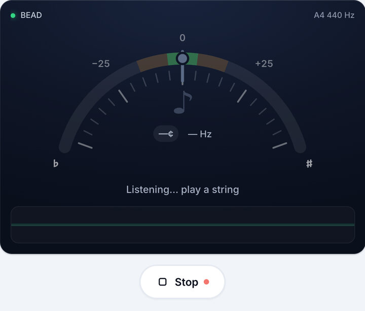 Start the tuner – BEAD Bass Tuning