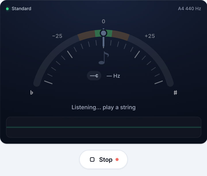 Start the tuner – Online Cello Tuner