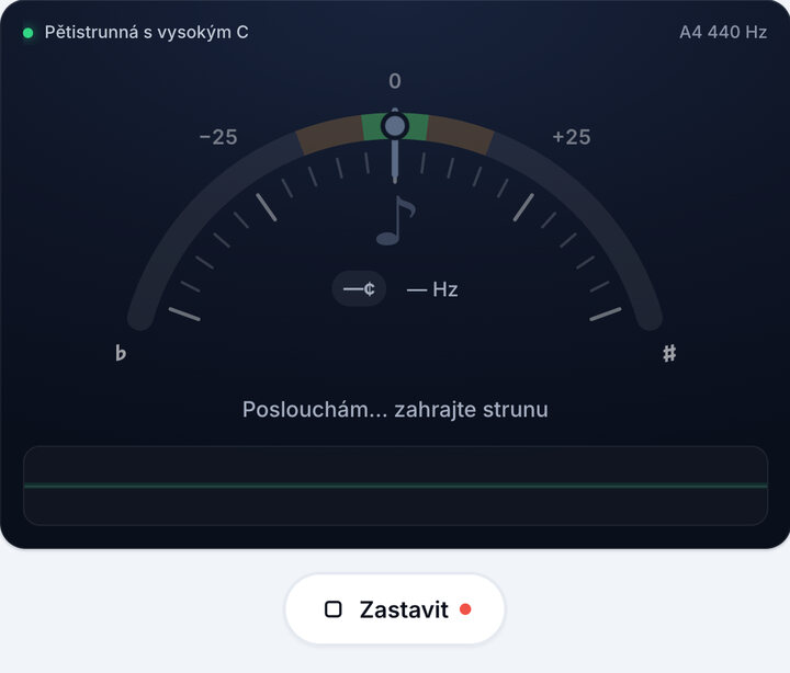 Spusťte ladičku – Ladění Pětistrunná s vysokým C – Baskytara