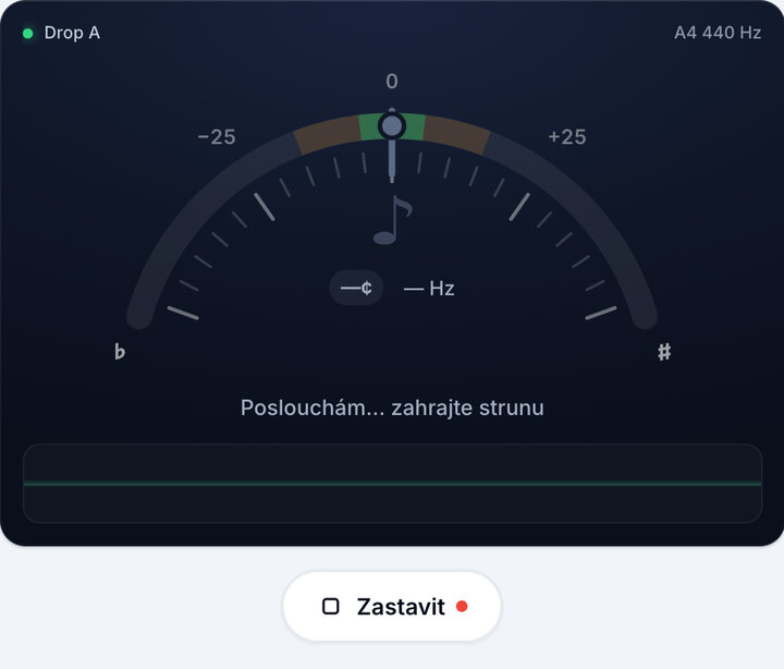 Spusťte ladičku – Ladění Drop A – Baskytara