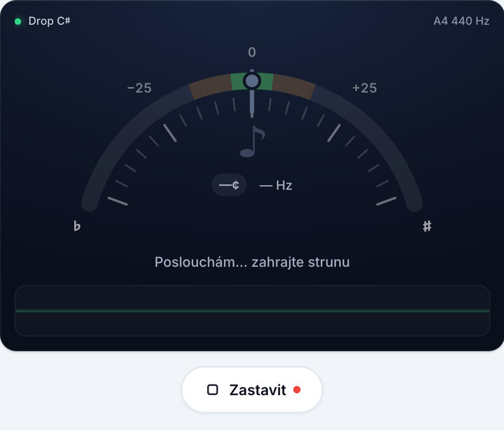 Spusťte ladičku – Ladění Drop C♯ – Baskytara