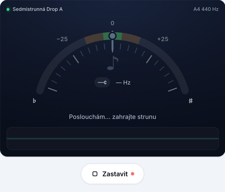Spusťte ladičku – Kytarové ladění Sedmistrunná Drop A