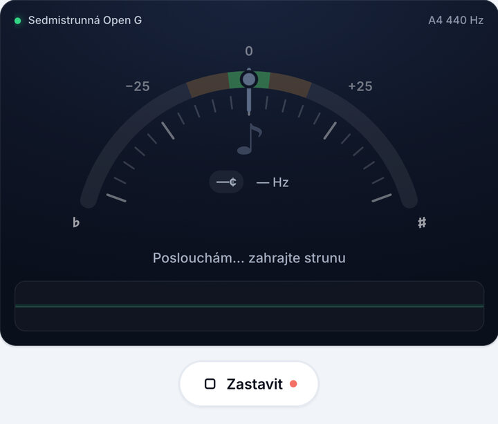 Spusťte ladičku – Kytarové ladění Sedmistrunná Open G