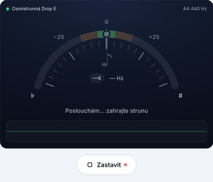 Spusťte ladičku – Kytarové ladění Osmistrunná Drop E