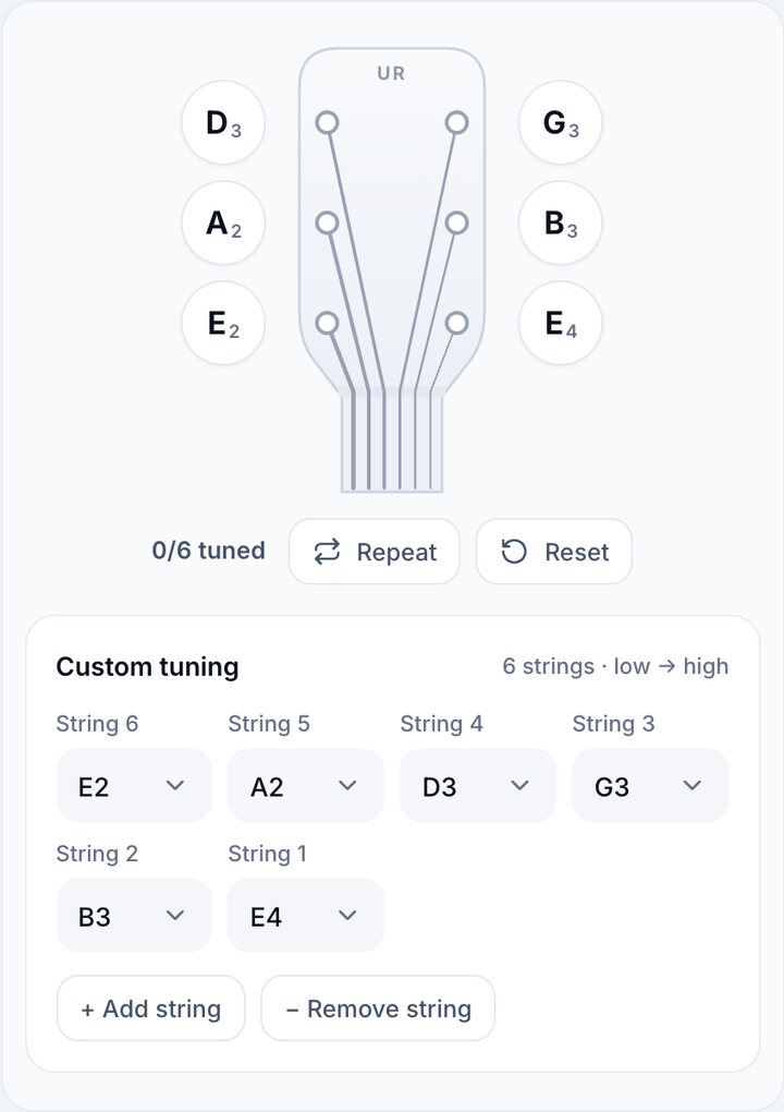 Set each string – Custom Tuning Tuner