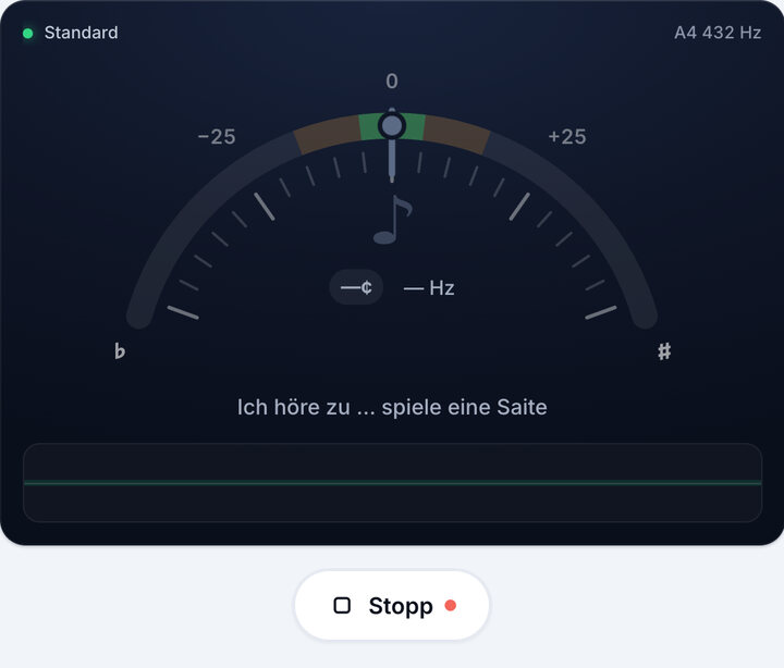 Stimmgerät starten – Gitarrenstimmgerät 432 Hz