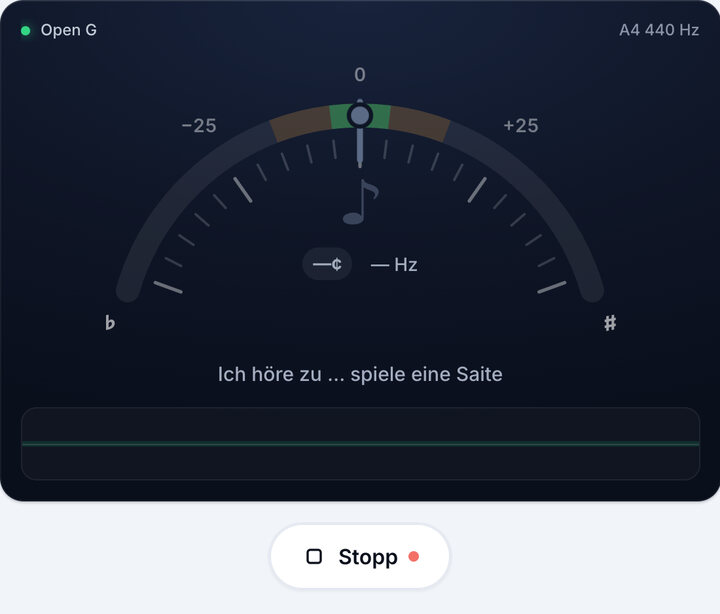 Stimmgerät starten – Banjo-Stimmgerät online
