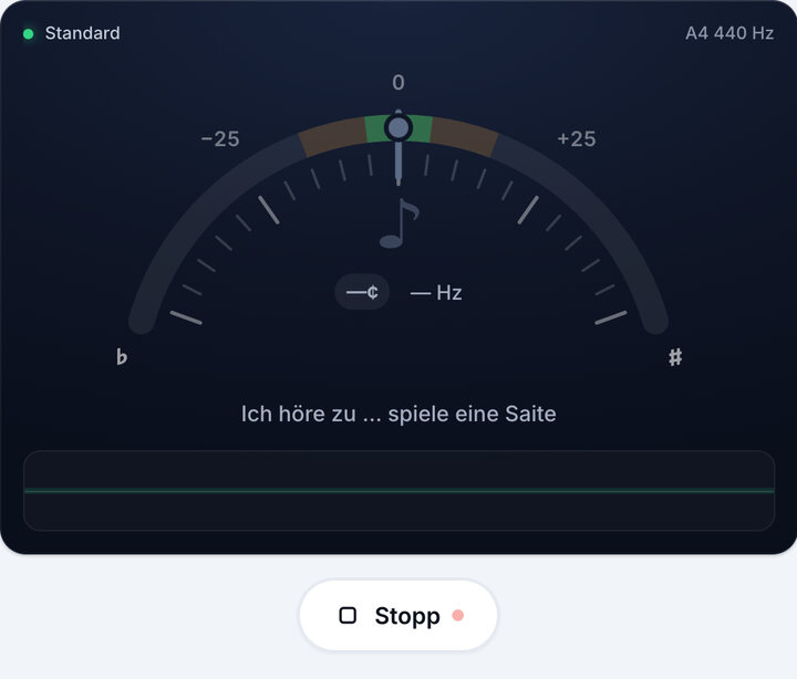 Stimmgerät starten – Konzert-Ukulele stimmen