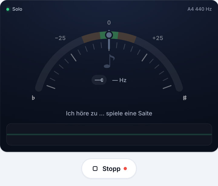 Stimmgerät starten – Solo-Stimmung (Kontrabass)
