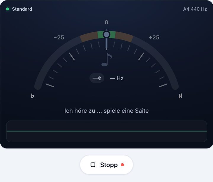 Stimmgerät starten – E-Gitarre stimmen