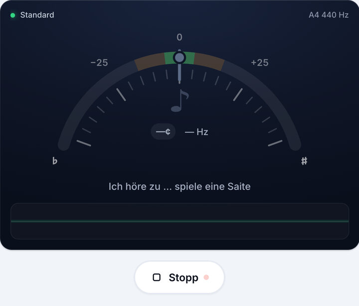 Stimmgerät starten – Fiddle-Stimmgerät