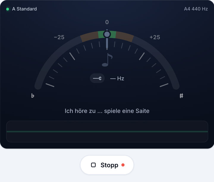 Stimmgerät starten – A Standard-Stimmung