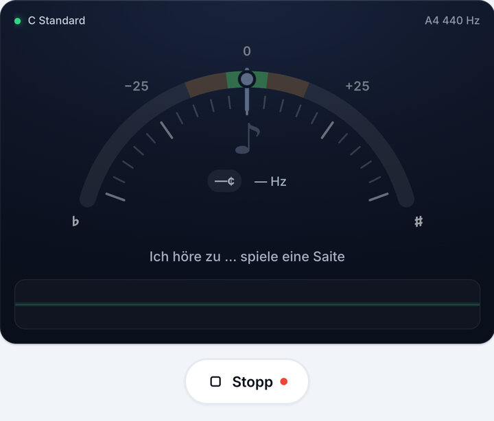 Stimmgerät starten – C Standard-Stimmung