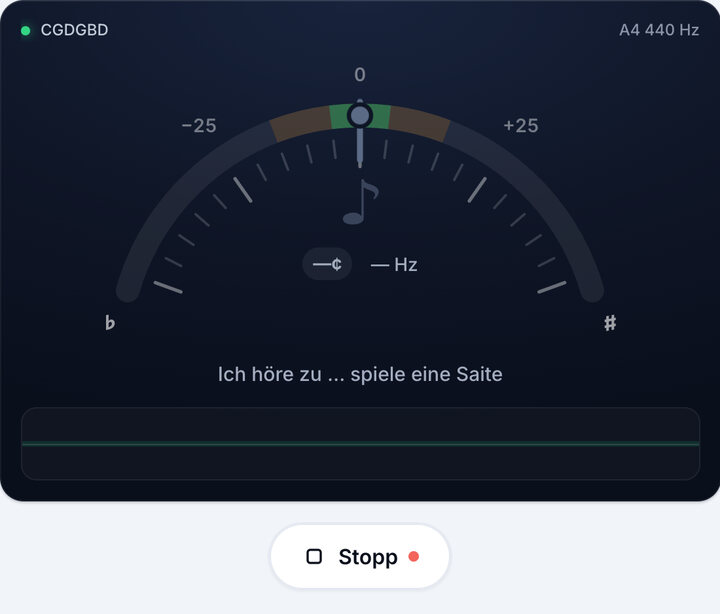 Stimmgerät starten – CGDGBD-Stimmung