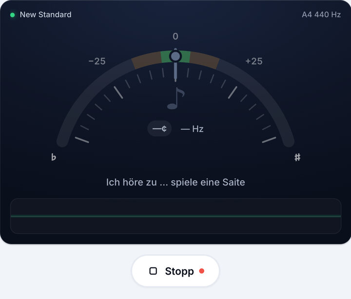 Stimmgerät starten – New Standard-Stimmung