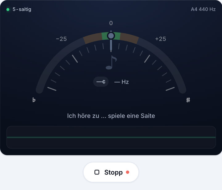 Stimmgerät starten – 5-saitig-Stimmung (Geige)