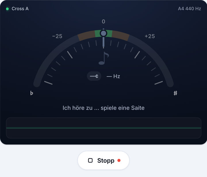 Stimmgerät starten – Cross A-Stimmung (Geige)