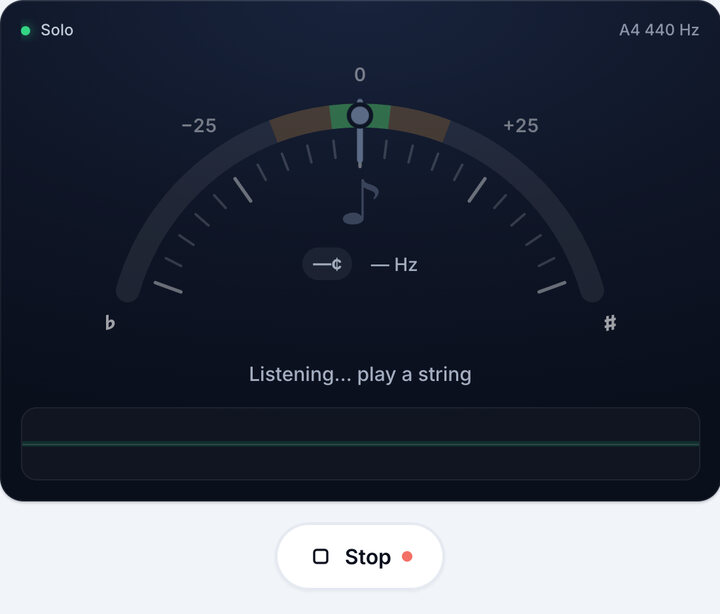 Start the tuner – Solo Double Bass Tuning