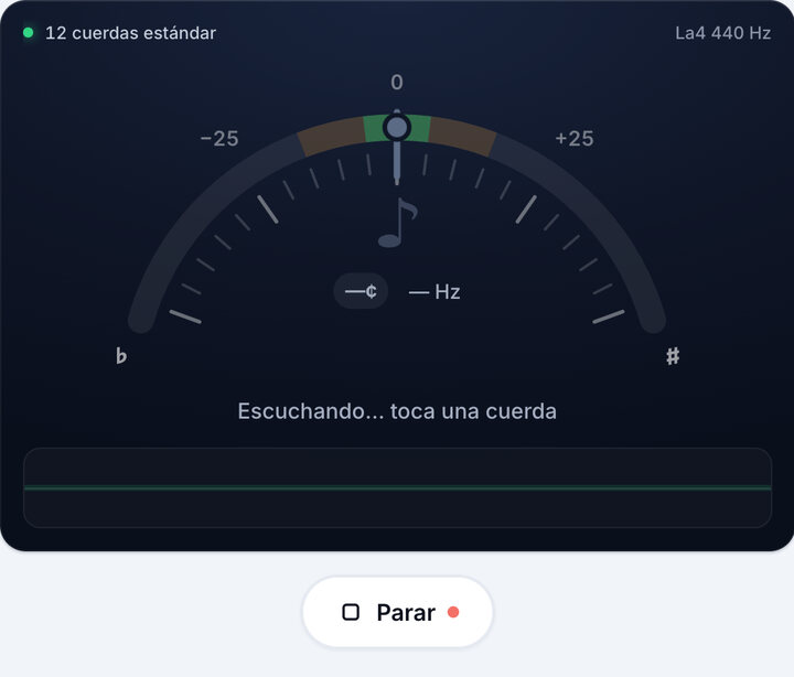 Inicia el afinador – Afinador de guitarra de 12 cuerdas