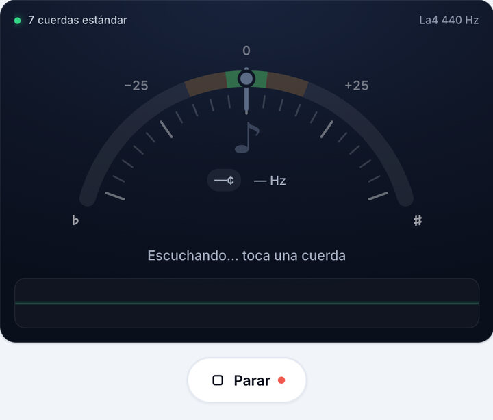 Inicia el afinador – Afinador de guitarra de 7 cuerdas