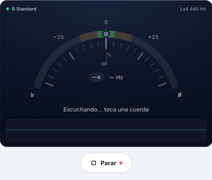 Inicia el afinador – Afinador de guitarra barítono