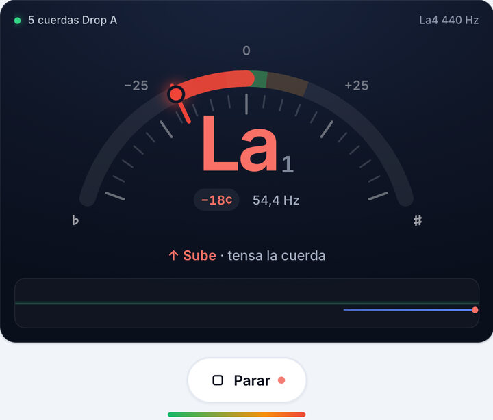 Toca una cuerda cada vez – Afinación 5 cuerdas Drop A de Bajo