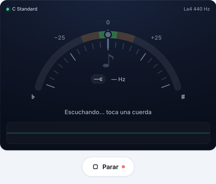 Inicia el afinador – Afinación C Standard de Bajo