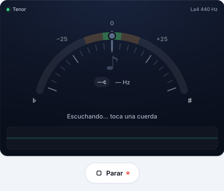 Inicia el afinador – Afinación Tenor de Bajo
