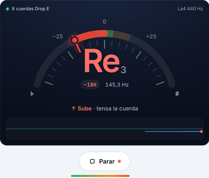 Toca una cuerda cada vez – Afinación 8 cuerdas Drop E