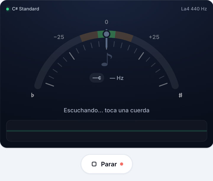 Inicia el afinador – Afinación C♯ Standard