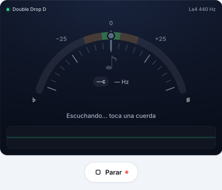 Inicia el afinador – Afinación Double Drop D