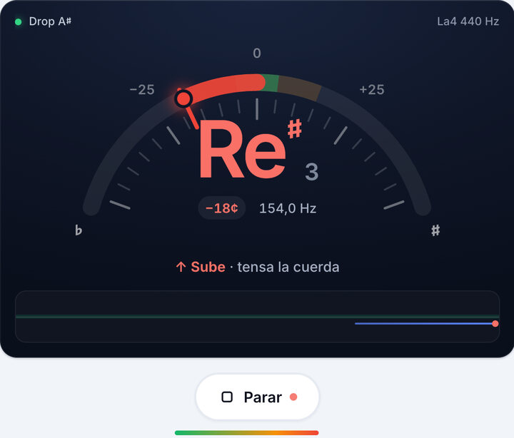 Toca una cuerda cada vez – Afinación Drop A♯