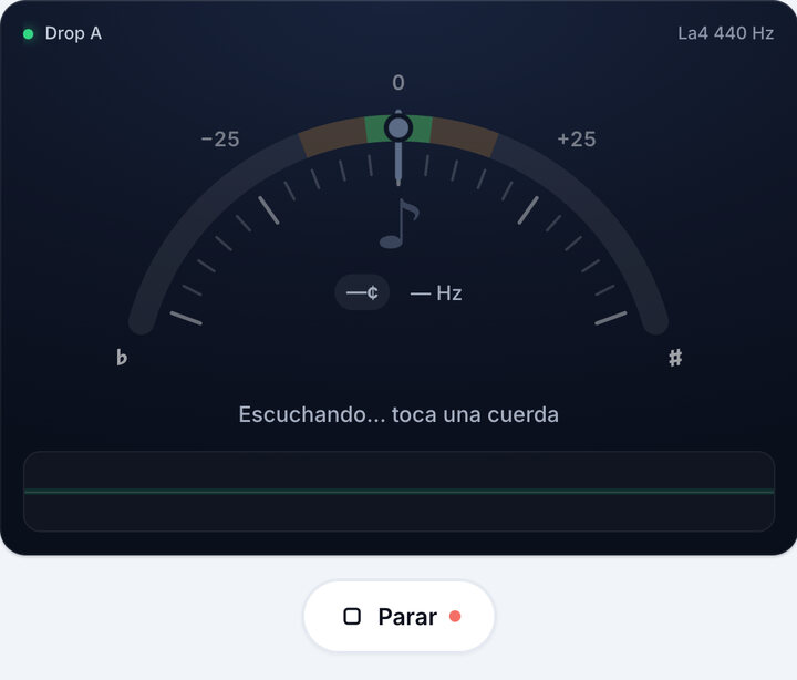 Inicia el afinador – Afinación Drop A