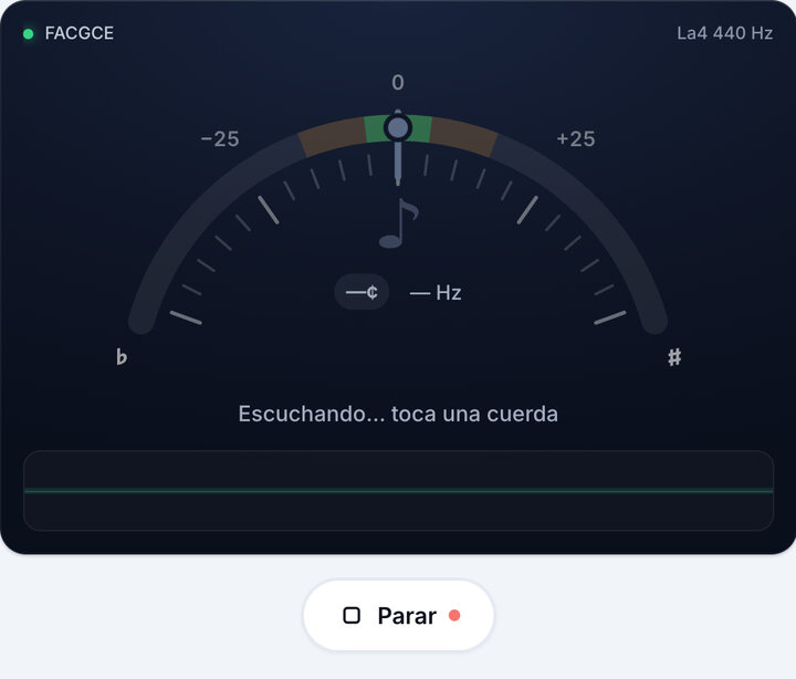 Inicia el afinador – Afinación FACGCE