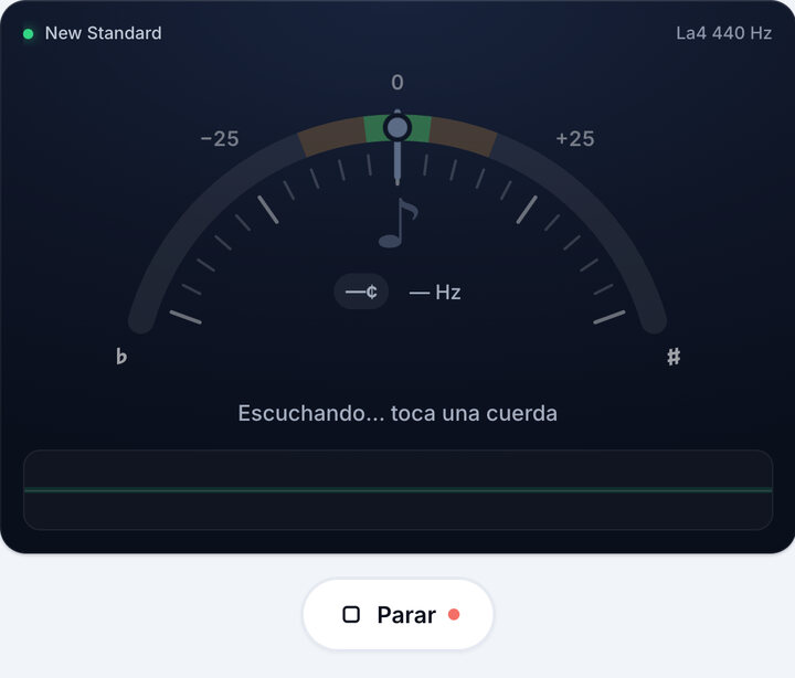 Inicia el afinador – Afinación New Standard