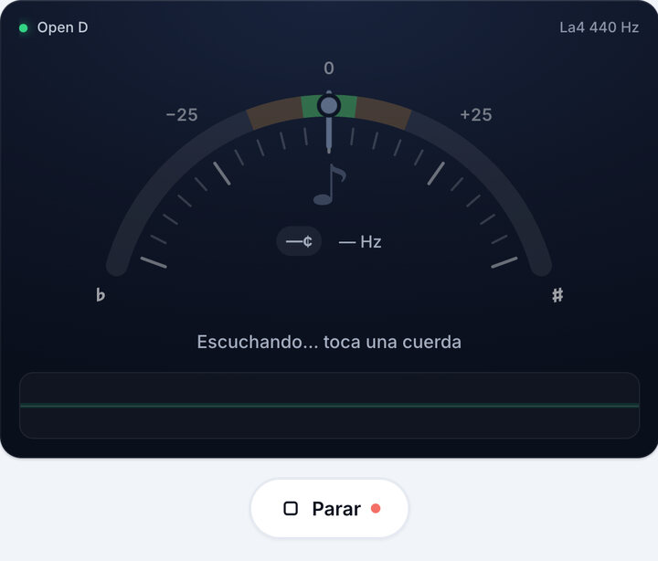 Inicia el afinador – Afinación Open D