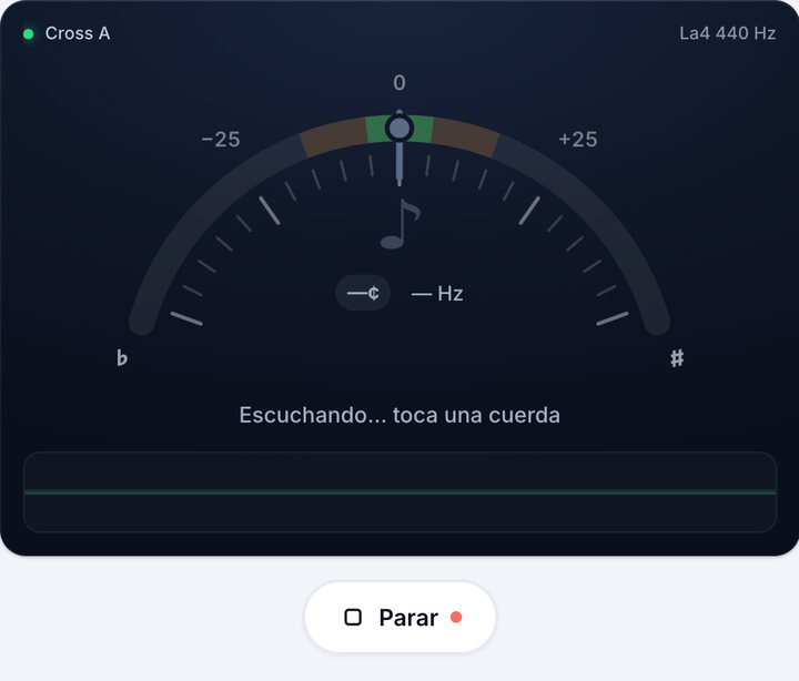 Inicia el afinador – Afinación Cross A de Violín