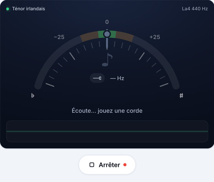 Lancez l’accordeur – Accordage Ténor irlandais – Banjo