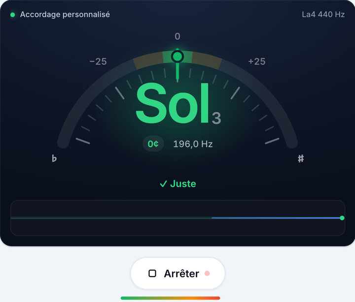 Accordez jusqu’au vert – Accordeur d’accordage personnalisé