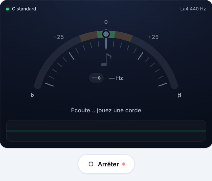 Lancez l’accordeur – Accordage C standard