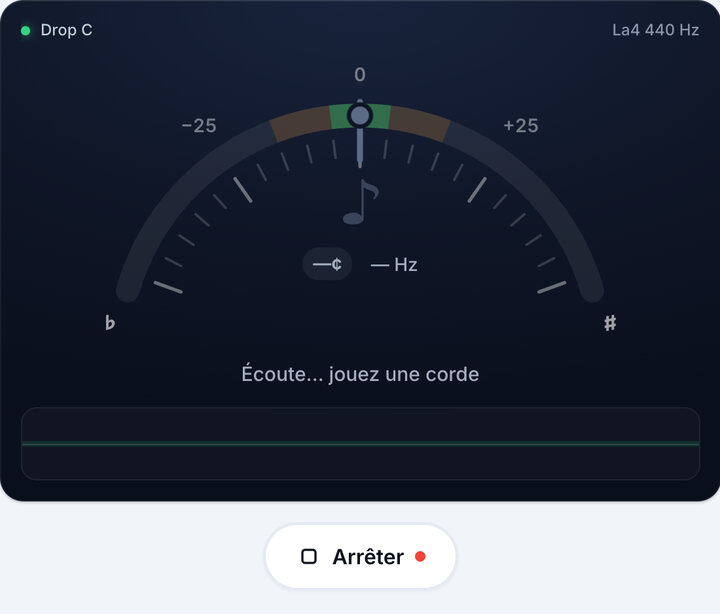 Lancez l’accordeur – Accordage Drop C