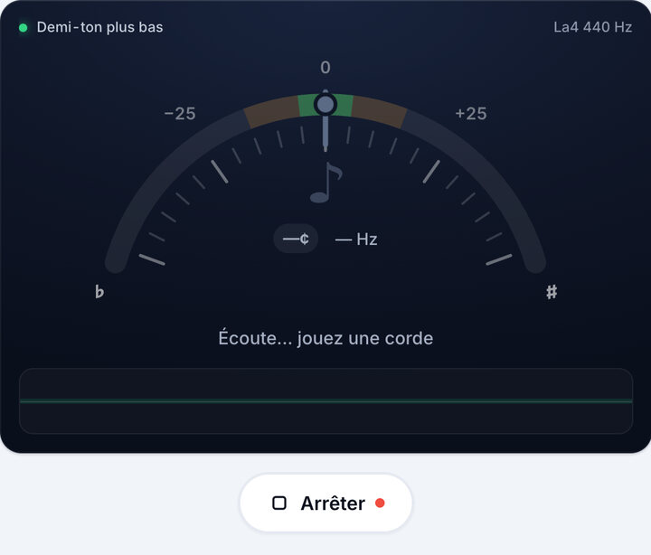 Lancez l’accordeur – Accordage Demi-ton plus bas