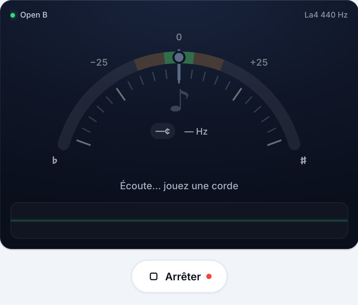 Lancez l’accordeur – Accordage Open B