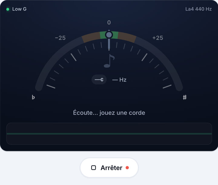 Lancez l’accordeur – Accordage Low G – Ukulélé